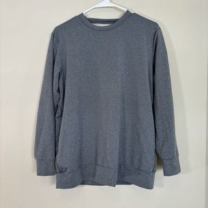 Nike Women's Dry Top Crew‎ Long Sleeve SweatShirt Back Wrap Gray Small